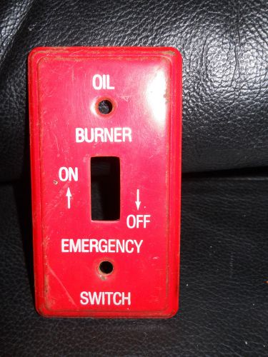 Metal raised oil burner emergency shut off switch plate cover used 3.75&#034; x 1.8&#034; for sale
