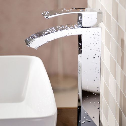 Modern angled spout single hole vessel sink faucet tap in chrome free shipping for sale