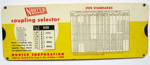 1952 slide chart coupling flange selector NOOTER Corporation St Louis MO pipe