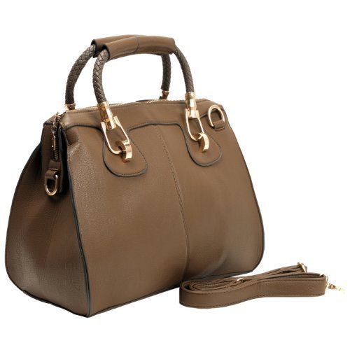 NEW Taupe Top Double Handle Doctor Style Lady Handbag Purse Shopper Women