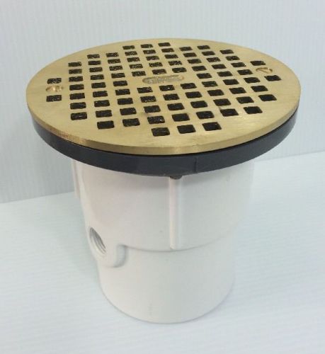 Oatey Adjustable Drain Fits 3&#034; or 4&#034; Pipe with 6&#034; Brass Grate PVC