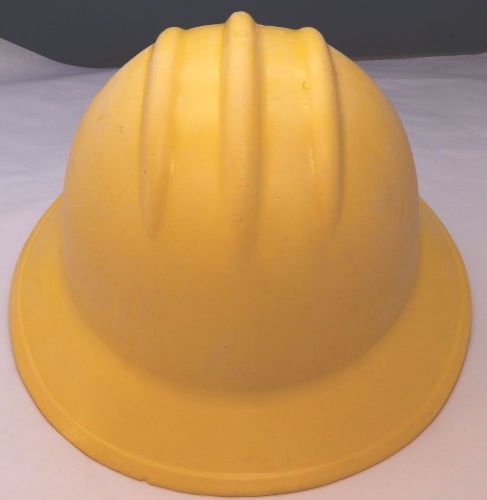 VINTAGE YELLOW E D BULLARD HARD BOILED UTILITY WORKER FULL BRIM HARDHAT HEADBAND