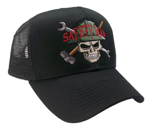 Safety Man Beige Skull Construction Oilfield Roughneck Embroidered Mesh Cap Hat