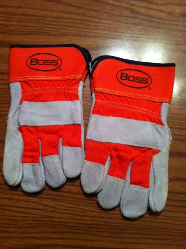 Boss Cowhide Leather Work Gloves Size M New
