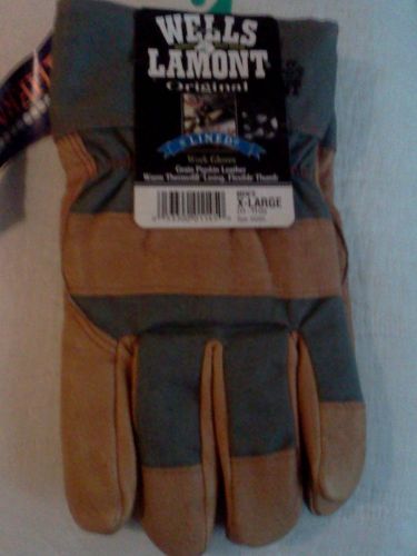 WORK GLOVES GRAIN PIGSKIN LEATHER,THERMOFILL LINING,EX. LG.,MENS WELLS LAMONT