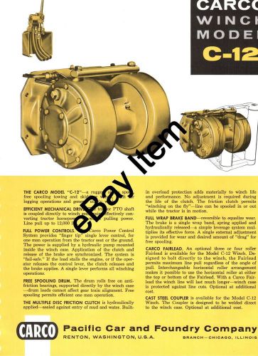 CARCO Winch Model C-12 Brochure for Allis Chalmers H-3 and HD-3 crawlers tractor