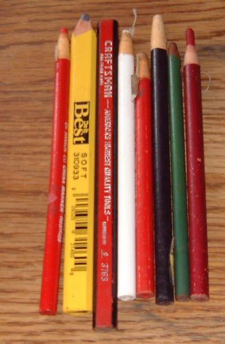 CHINA MARKERS AND 3  CONSTRUCTION PENCILS 3 RED, 1 WHITE, 1 BLACK CHINA MARKERS