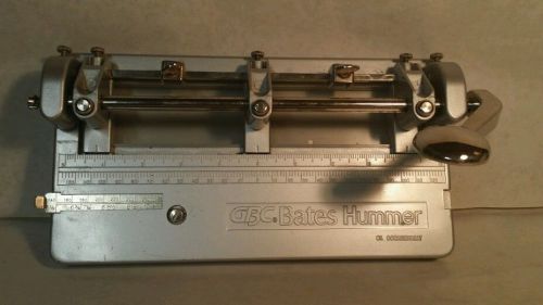 &#034;3 hole paper punch&#034; heavy duty metal adjustable gbc bates hummer silver vintage for sale