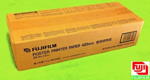 2 rolls - fuji poster printer paper - direct thermal - black on white - 420mm for sale