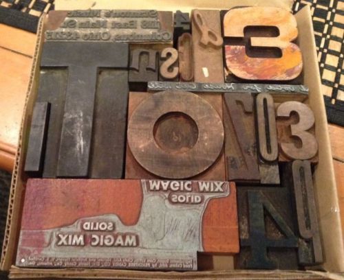 Antique Wood Letters Collage Graphic Design Mix Fonts &amp; Cuts letterpress