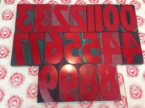 Antique Letterpress Type Acrylic On Wood Numbers Set 5&#034; Tall