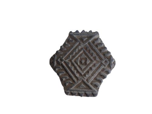 Indian hand carved wooden textile stamp print block used for printing fabrics 25 for sale