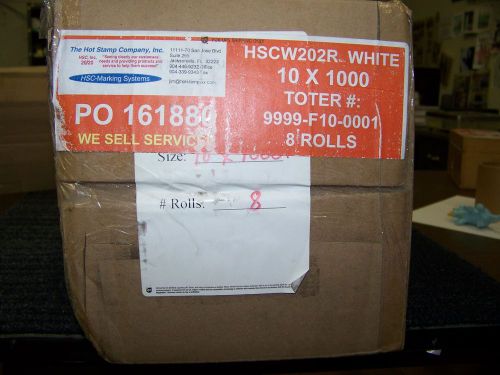 Hot Stamp Company #HSCW202R White 10 X 1000 Toter #9999-F10-0001 8 Rolls New