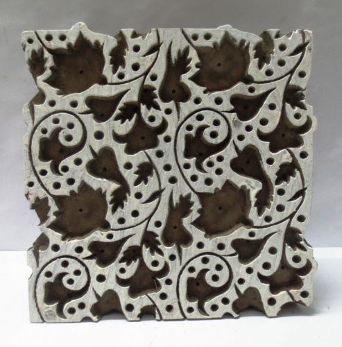 VINTAGE WOOD HAND CARVED TEXTILE PRINTING ON FABRIC BLOCK STAMP UNIQUE DESIGN 17