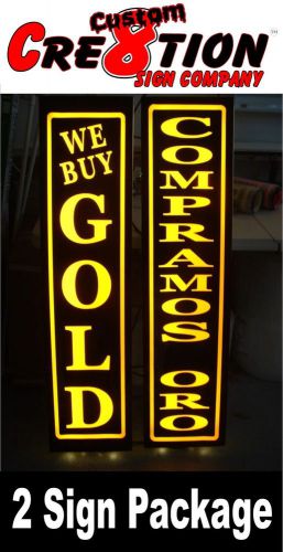 LED Light Box Signs 2 Sign COMBO -We Buy Gold &amp; Compramos Oro - Neon/Banner Alt