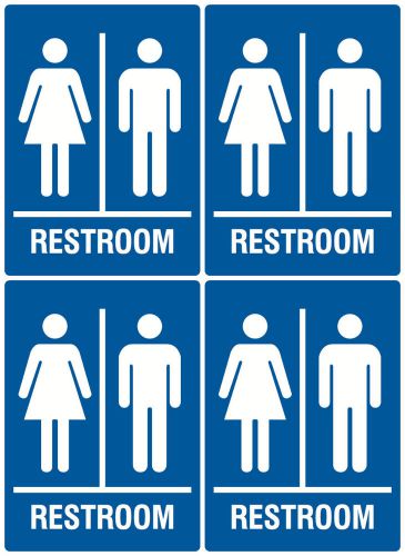 Industrial Work Place School Office Store Unisex Bathroom Sign 4 Pack Men Women