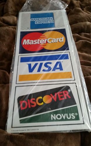 Visa MasterCard Discover &amp; American Express 26&#034; Metal Credit Card Sign
