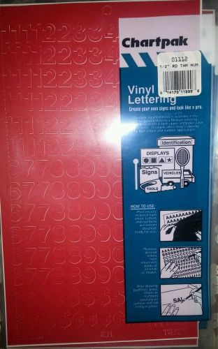 ChartPak Vinyl Numbers Red 1/2&#034;  Displays Signs 01112 Single Pack