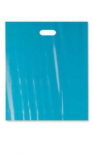 500 Large Teal Low Density Merchandise Bag with die cut handles - 15&#034; x 18&#034; x 4&#034;