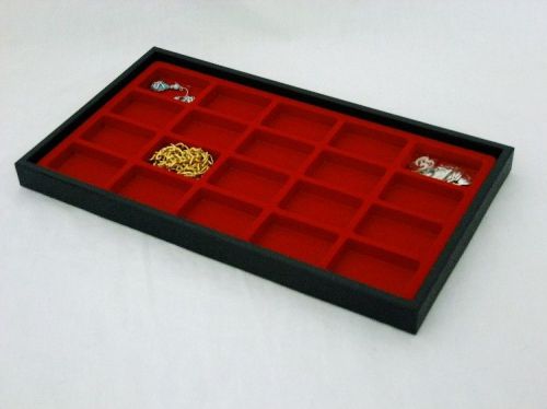 20 SLOT WOOD DISPLAY GREAT FOR STORING EARRINGS AND JEWLERY RED INSERT