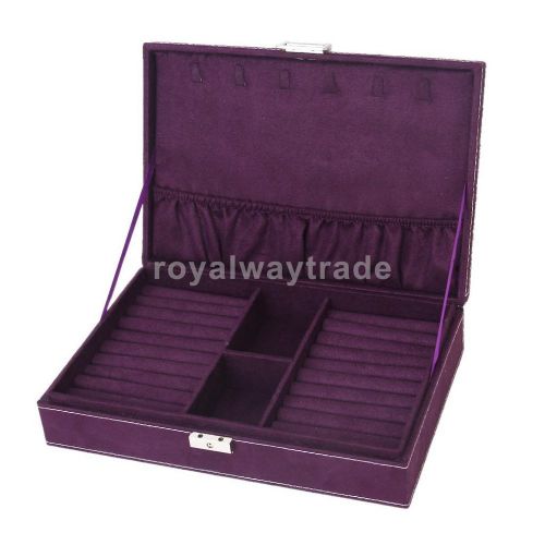 Jewelry Ring Earring Necklace Bracelet Cufflink Display Storage Box Lockable New