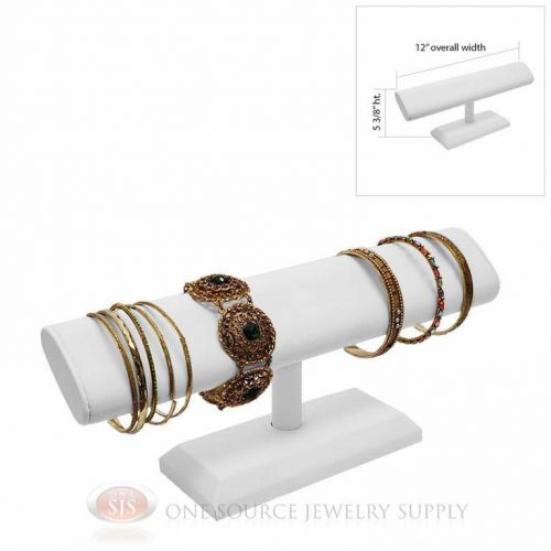 5 3/8&#034; white leather 1 tier t-bar oval jewelry bracelet display presentation for sale