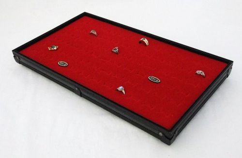 Black Aluminum 72 Ring Display Tray With Red Velvet Insert