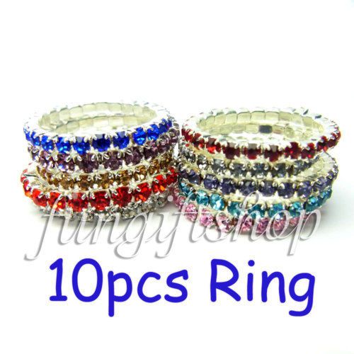 10pcs Jewelry Diamond Rhineston Ring Color Ring NEW