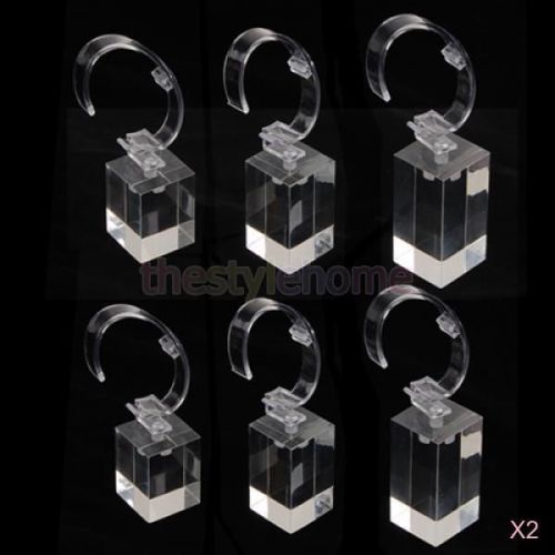 2X Lot 6PCS Clear Acrylic Bracelet Watch Display Stand Holder