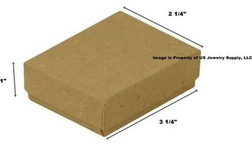 100 Kraft Cotton Fill Jewelry Packaging Gift Boxes 3 1/4&#034; x 2 1/4&#034; x 1&#034;