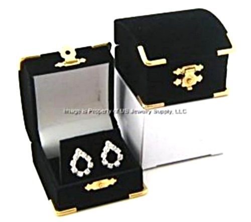 48 Black Velvet &amp; Brass Accent Earing Jewelry Display Presentation Gift Boxes
