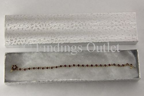 8-1/8&#034; x 1-7/8&#034; x 7/8&#034; Cotton Filled Jewelry Gift Box Silver Texture Box of 100