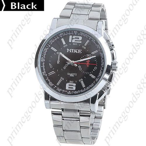Traditional Stainless Steel Quartz Wrist Watch for Men Boy Black Free Shipping