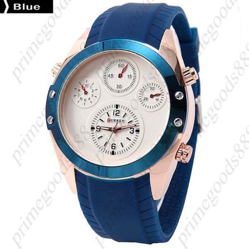 CURREN Silicone Band Quartz Wrist Analog Men&#039;s Wristwatch Free Shipping Blue