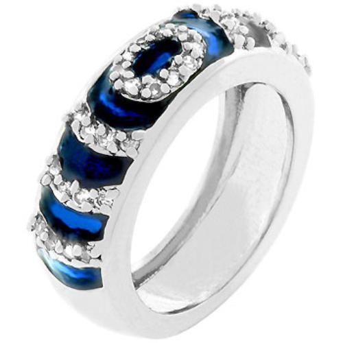 Navy Blue Enamel Ripple Ring (Size: 05) Icon Bijoux