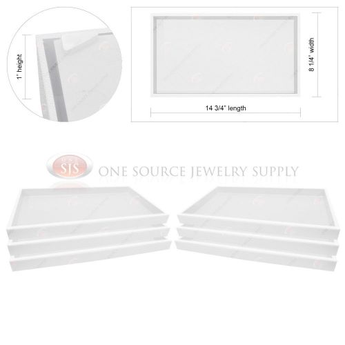 6 Piece 1&#034; White Plastic Display Tray Jewelry Storage Stackable Travel Organizer