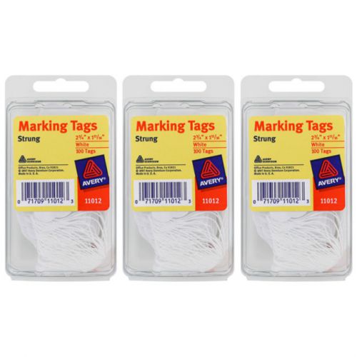 Avery Marking Tags, Strung, White, 2-3/4 x 1-11/16, 300/Pack (11012)