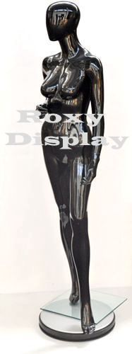 Female Fiberglass Glossy Black Mannequin Egg Head #MZ-LISA7EGBK1