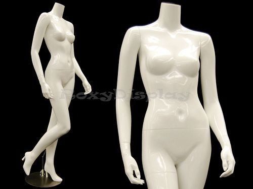 Fiberglass Female Headless Mannequin Gloss White Color Display #MD-GS6BW1