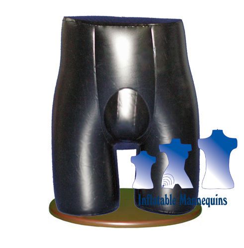 Inflatable Male Brief Form, Black and Wood Table Top Stand