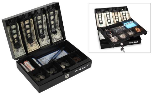 First alert-safes 3026f black cash box with money tray for sale