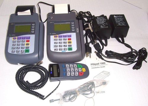 VERIFONE OMNI 3200/3300 CREDIT CARD TERMINALS WITH PIN PAD 1000SE &amp; 2 Chargers