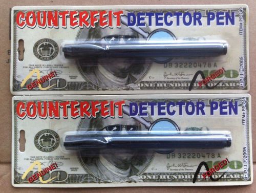 GENUINE COUNTERFEIT DETECTOR PEN LOT OF 2 PACK SEALED NEW DETECTS BAD BILLS