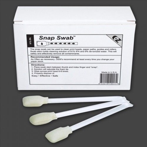 Thermal printer snap swabs, 4.5&#034; with ez clean solution, 25 per box for sale