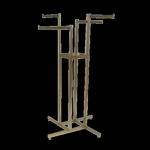 Four  4 way Clothing Garment Retail Display Rack with Straight Arms Satin Nickel