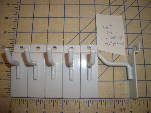 6 lot size 1.5&#034; white metal slatwall hook pre drilled hole paintable for sale