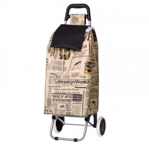 NEWSPAPER PRINT SPRINT FOLDABLE COLLAPSIBLE SHOPPING MARKET TROLLEY CART