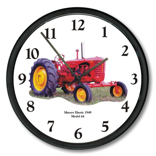 New MASSEY HARRIS Model 44 Tractor Wall Clock 1949 Restored Red Tractor 10&#034; Roun