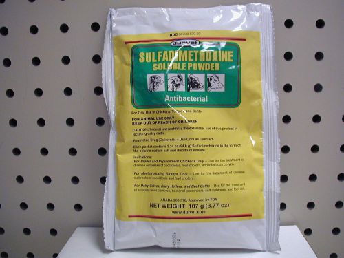 Sulfadimethoxine - Antibacterial Powder- Cattle,Turkeys,Chickens - Durvet - 107g