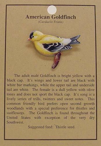 GOLDFINCH BIRD HAT PIN LAPEL PINS FREE U.S. SHIPPING